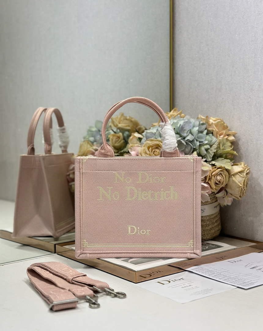Small Dior Book Tote with Strap – Rose Tendre No Dior No Dietrich