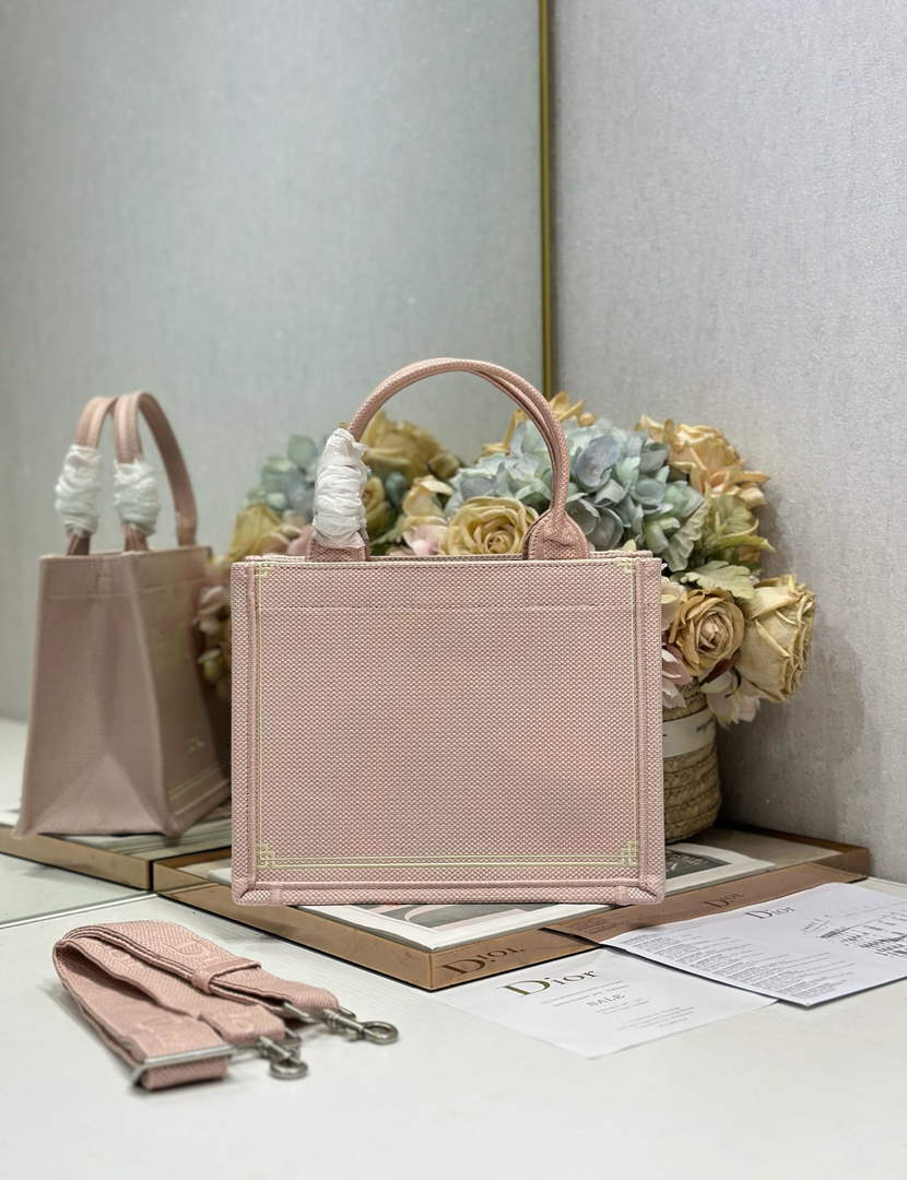 Small Dior Book Tote with Strap – Rose Tendre No Dior No Dietrich