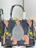 Medium Dior Book Tote with Strap – Feather Motif Embroidered Canvas
