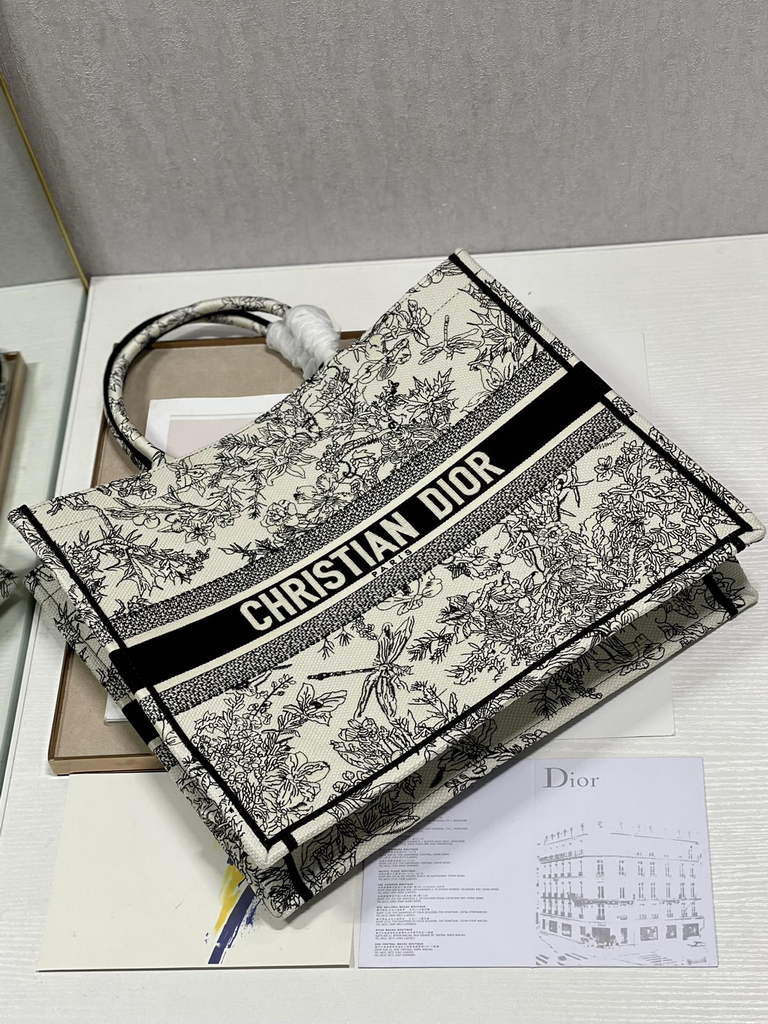 Dior Large Book Tote Bag M1286 dragonfly Multicolor Beige