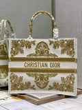 Dior Large Book Tote Bag M1286 Embroidery White
