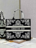 Dior Large Book Tote Bag M1286 Embroidery Black