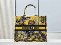 Dior Large Book Tote Bag M1286 Yellow Multicolor Toile de Jouy Voyage Embroidery