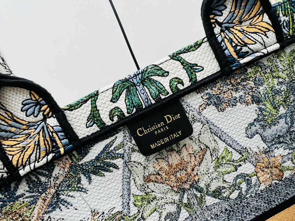 Dior Large Book Tote Bag M1286 White Multicolor Toile de Jouy Voyage Embroidery