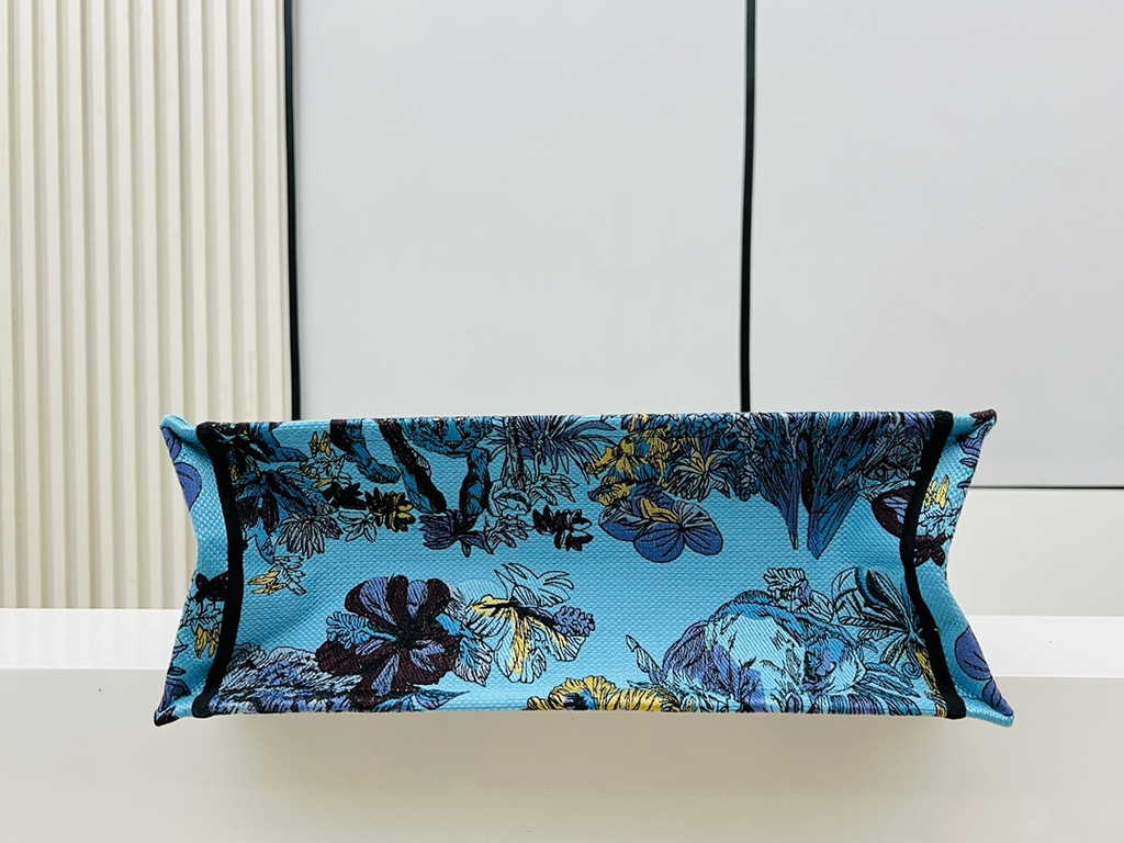 Dior Large Book Tote Bag M1286 Blue Multicolor Toile de Jouy Voyage Embroidery