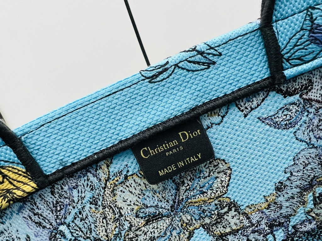 Dior Large Book Tote Bag M1286 Blue Multicolor Toile de Jouy Voyage Embroidery