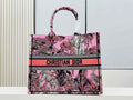 Dior Large Book Tote Bag M1286 Pink Multicolor Toile de Jouy Voyage Embroidery