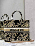 Dior Large Book Tote Bag M1286 Black Multicolor Embroidery
