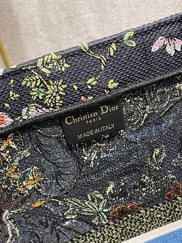 Dior Large Book Tote Bag M1286 Embroidery Black Multicolor