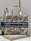 Dior Large Book Tote Bag M1286 Embroidery Beige Multicolor