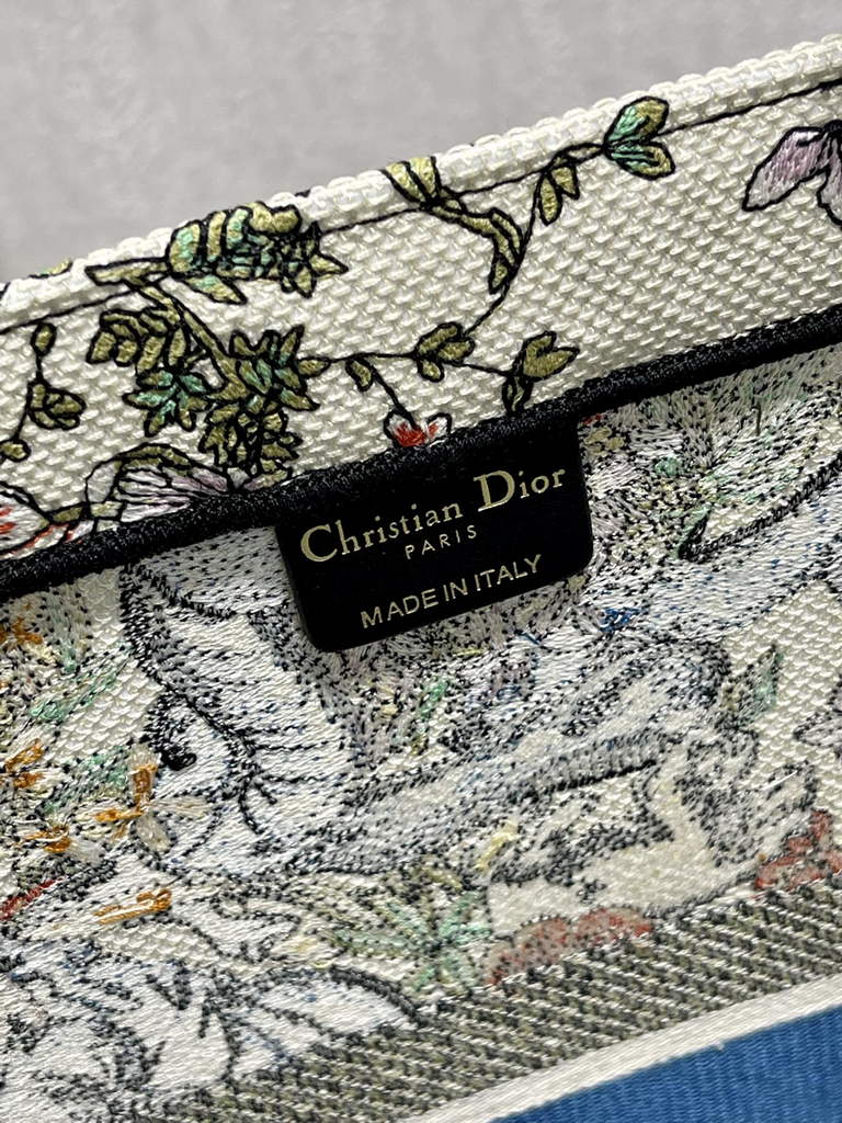 Dior Large Book Tote Bag M1286 Embroidery Beige Multicolor