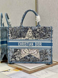 Dior Large Book Tote Bag M1286 Embroidery Blue Multicolor