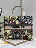 Dior Large Book Tote Bag M1286 Embroidery Multicolor Beige