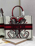 Dior Large Book Tote Bag M1286 Beige Embroidery Multicolor