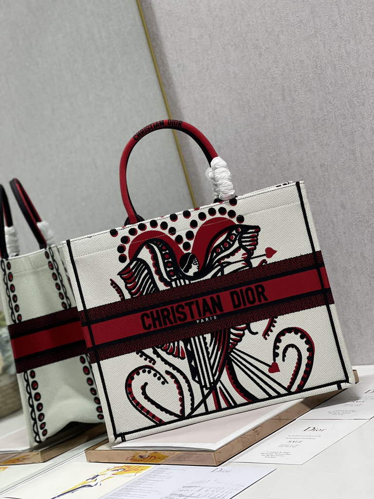 Dior Large Book Tote Bag M1286 Beige Embroidery Multicolor - Default Title - View 2