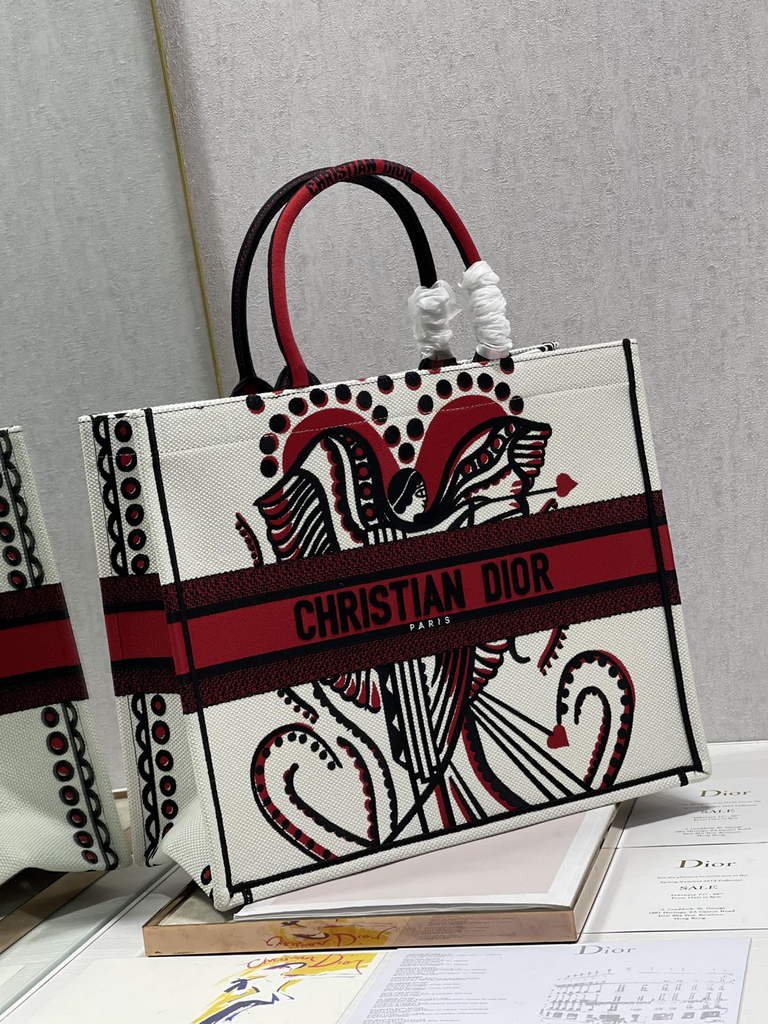 Dior Large Book Tote Bag M1286 Beige Embroidery Multicolor - Default Title - View 4