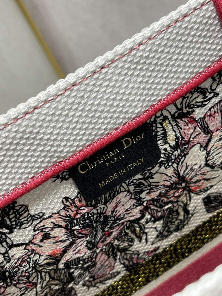 Dior Large Book Tote Bag M1286 Red Embroidery Multicolor