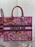 Dior Large Book Tote Bag M1286 Fuchsia Multicolor Toile de Jouy Voyage Embroidery