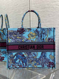 Dior Large Book Tote Bag M1286 Celestial Blue Multicolor Toile de Jouy Voyage Embroidery