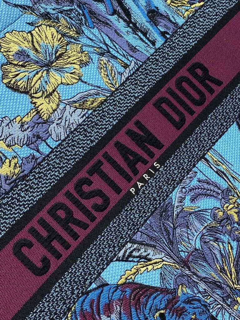 Dior Large Book Tote Bag M1286 Celestial Blue Multicolor Toile de Jouy Voyage Embroidery