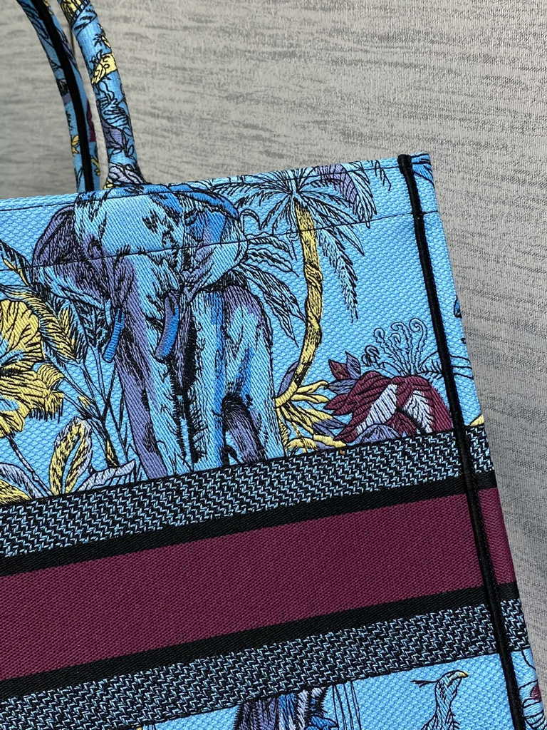 Dior Large Book Tote Bag M1286 Celestial Blue Multicolor Toile de Jouy Voyage Embroidery