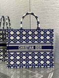 Dior Large Book Tote Bag M1286 Blue Multicolor Embroidery