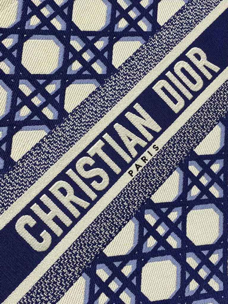 Dior Large Book Tote Bag M1286 Blue Multicolor Embroidery