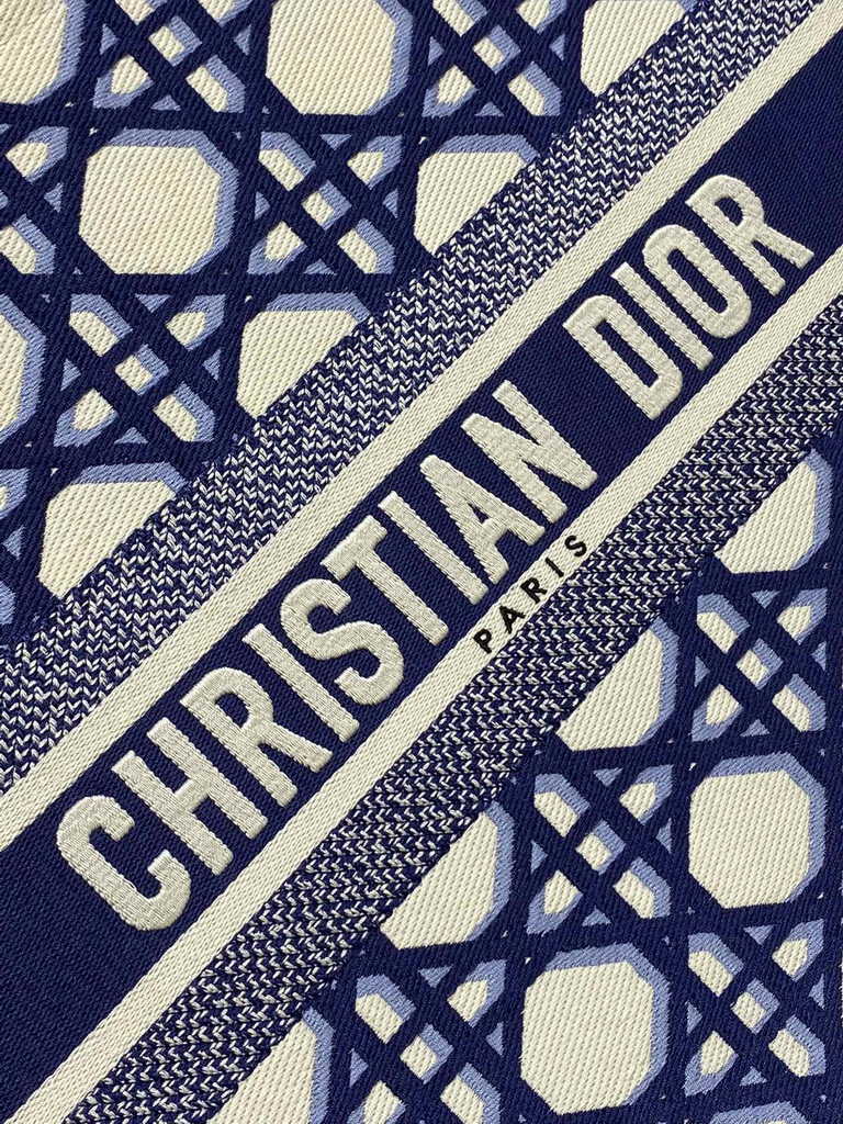Dior Large Book Tote Bag M1286 Blue Multicolor Embroidery