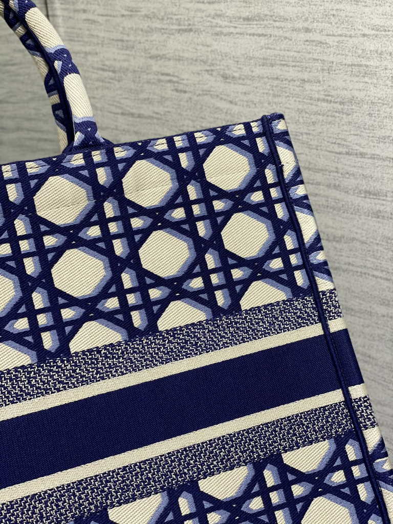 Dior Large Book Tote Bag M1286 Blue Multicolor Embroidery