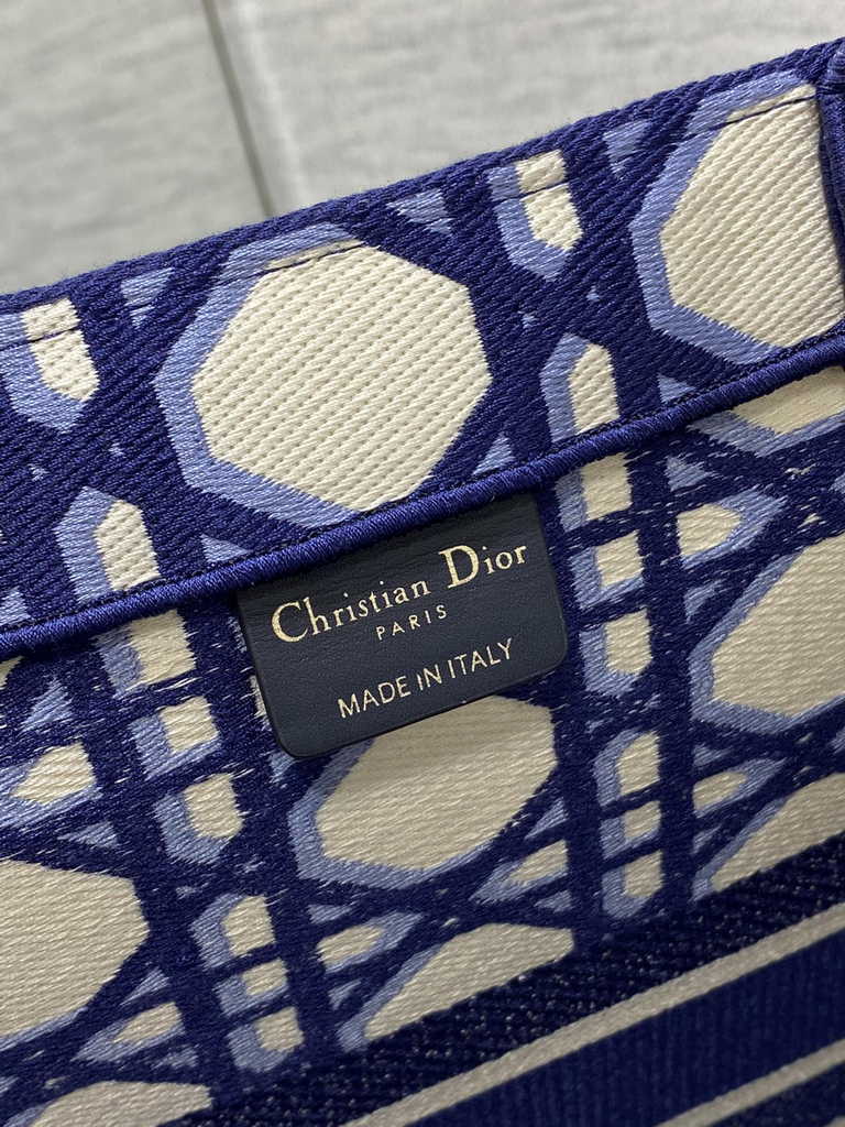 Dior Large Book Tote Bag M1286 Blue Multicolor Embroidery