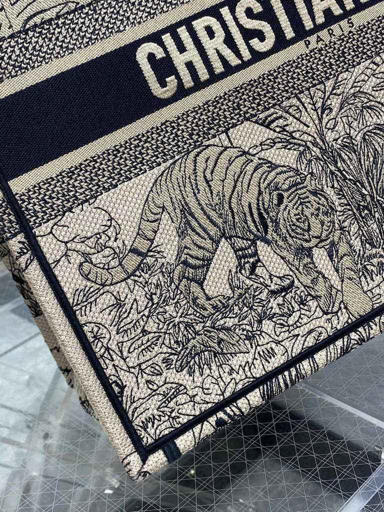 Dior Large Book Tote Bag M1286 Beige Multicolor Toile de Jouy Voyage Embroidery