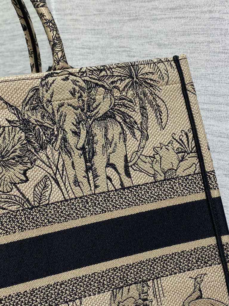 Dior Large Book Tote Bag M1286 Beige Multicolor Toile de Jouy Voyage Embroidery