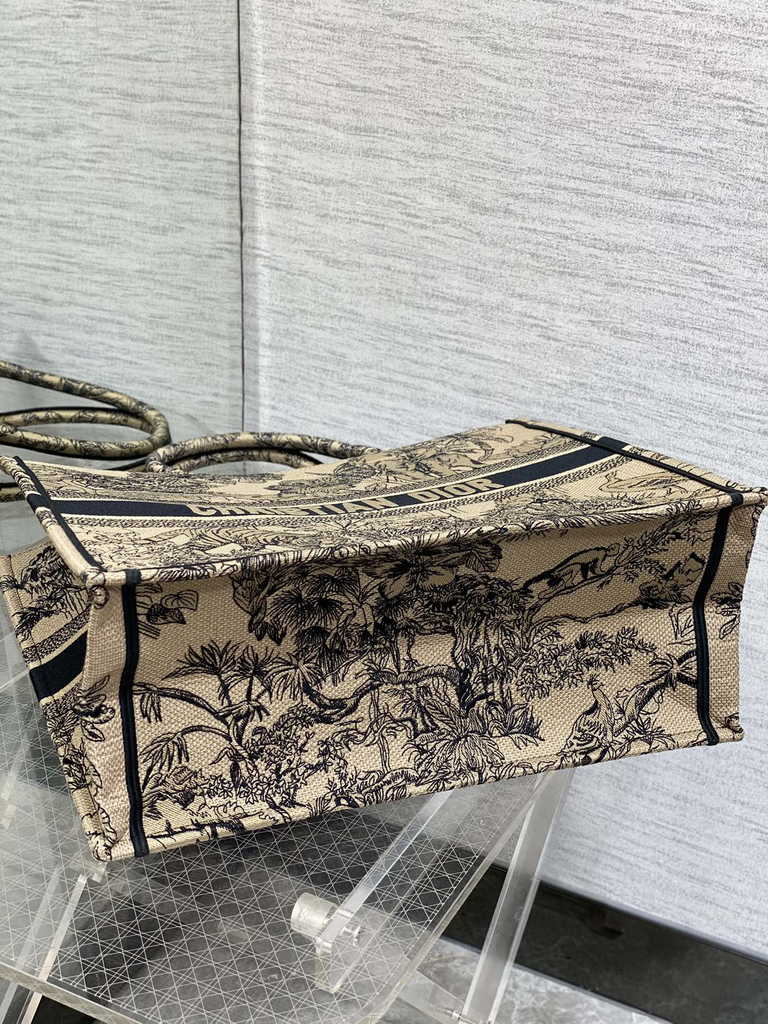 Dior Large Book Tote Bag M1286 Beige Multicolor Toile de Jouy Voyage Embroidery