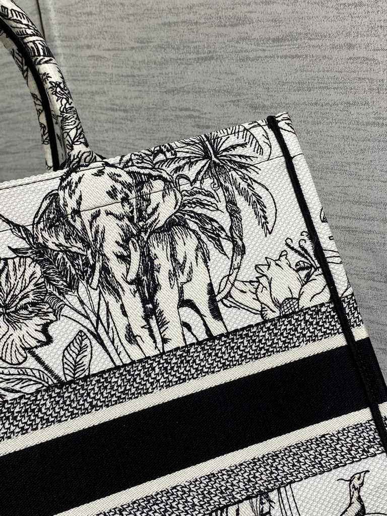 Dior Large Book Tote Bag M1286 White Multicolor Toile de Jouy Voyage Embroidery
