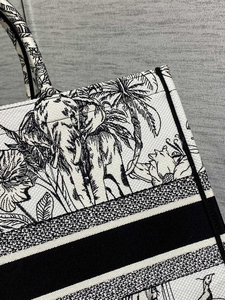 Dior Large Book Tote Bag M1286 White Multicolor Toile de Jouy Voyage Embroidery