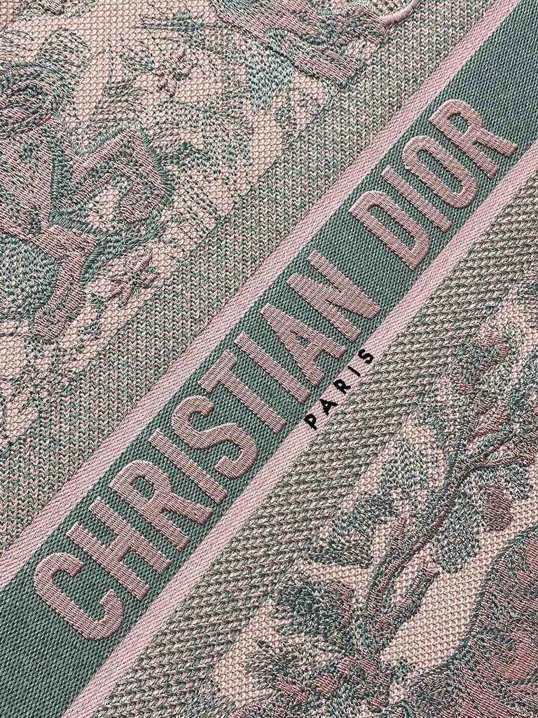 Dior Large Book Tote Bag M1286 Pink and Gray Toile de Jouy Voyage Embroidery
