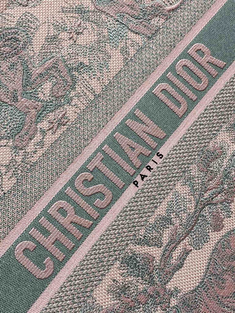 Dior Large Book Tote Bag M1286 Pink and Gray Toile de Jouy Voyage Embroidery