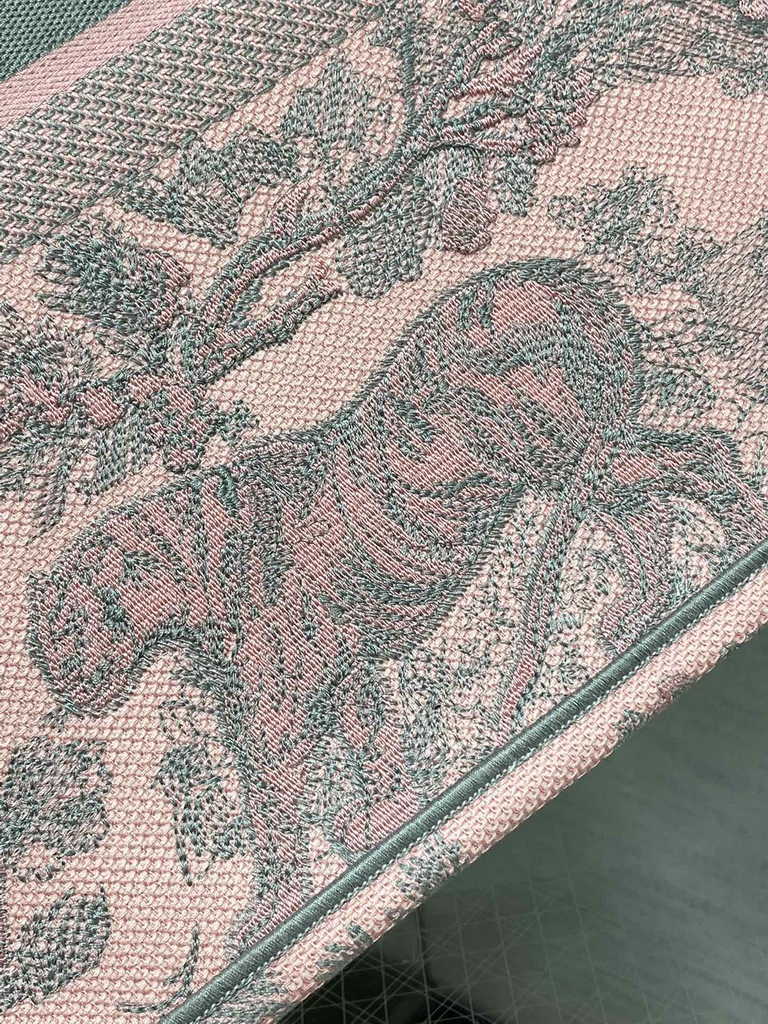 Dior Large Book Tote Bag M1286 Pink and Gray Toile de Jouy Voyage Embroidery