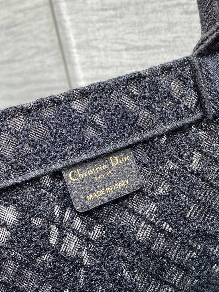 Dior Large Book Tote Bag M1286 Black Lace Flower Embroidery