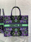 Dior Large Book Tote Bag M1286 Multicolor Dior Indian Purple Embroidery