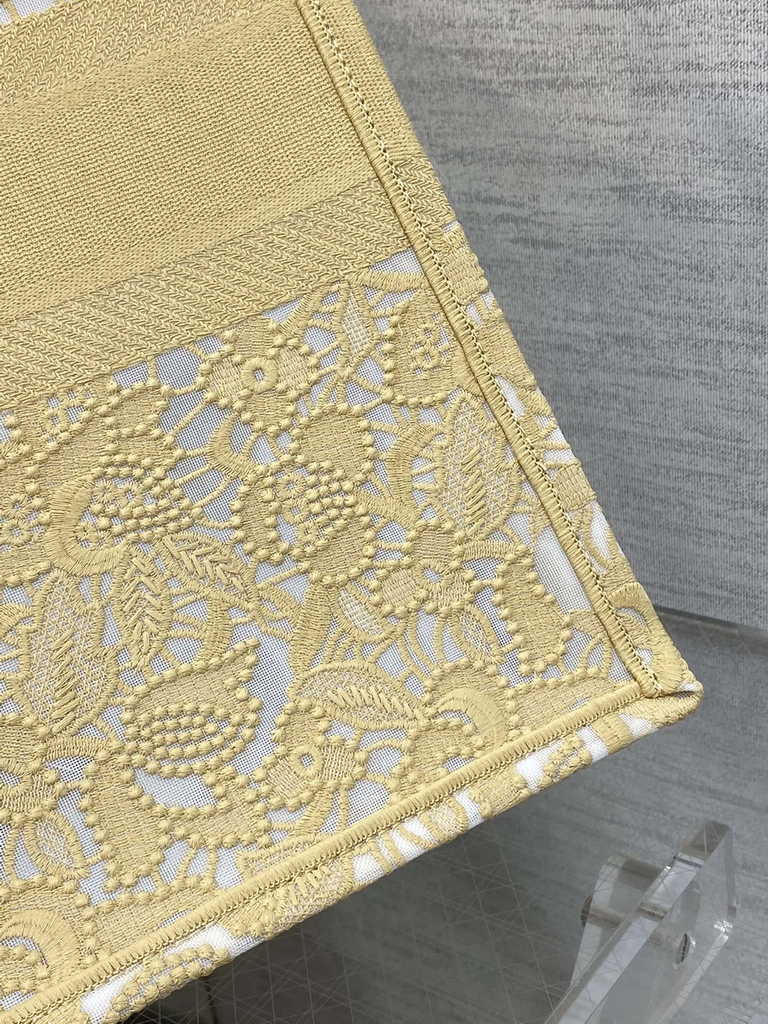 Dior Large Book Tote Bag M1286 Gold-Tone Black D-Lace Embroidery