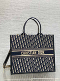 Dior Large Book Tote Bag M1323 Blue Dior Oblique Embroidery