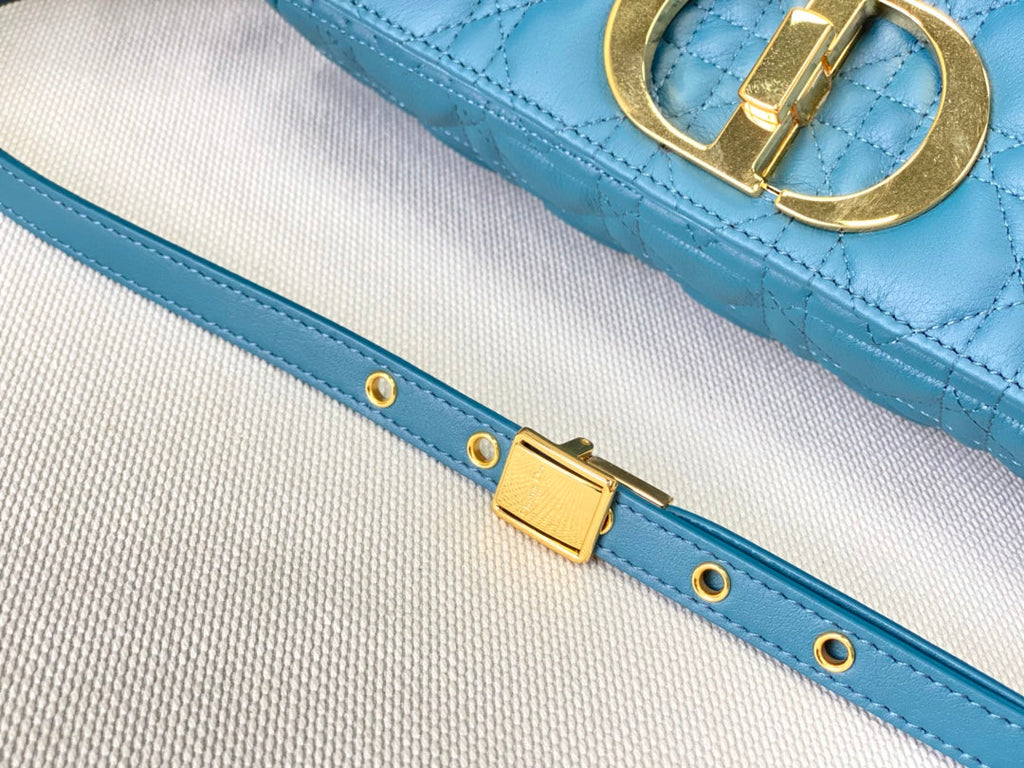 Dior Large Caro Bag M9243 Calfskin Blue Gold - Default Title - View 9