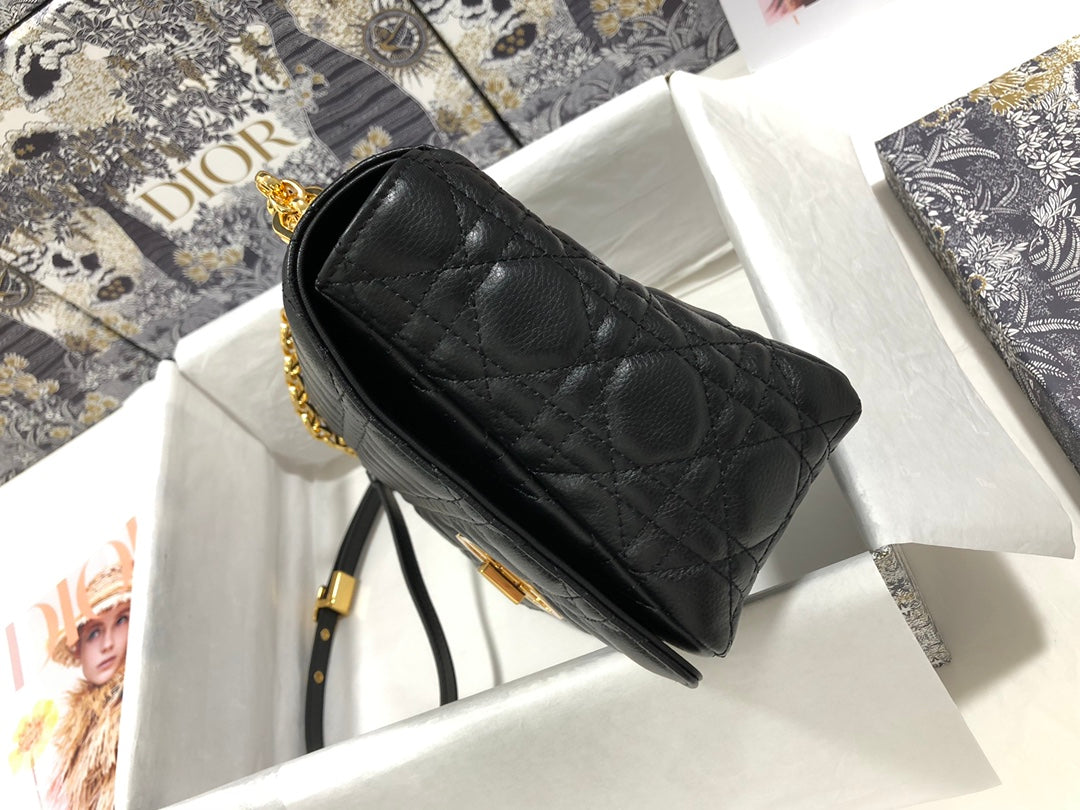 Dior Large Caro Bag M9243 Calfskin black logo gold - Default Title - View 3