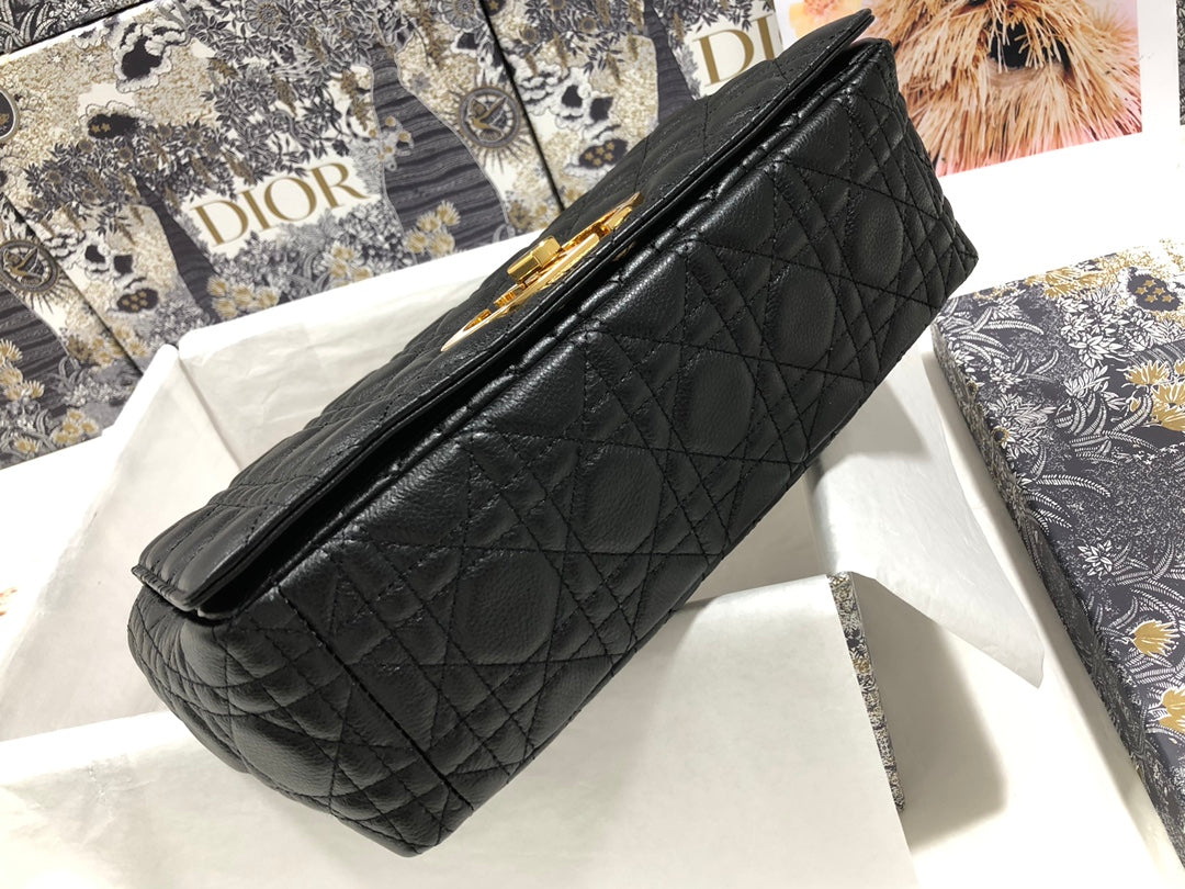 Dior Large Caro Bag M9243 Calfskin black logo gold - Default Title - View 4