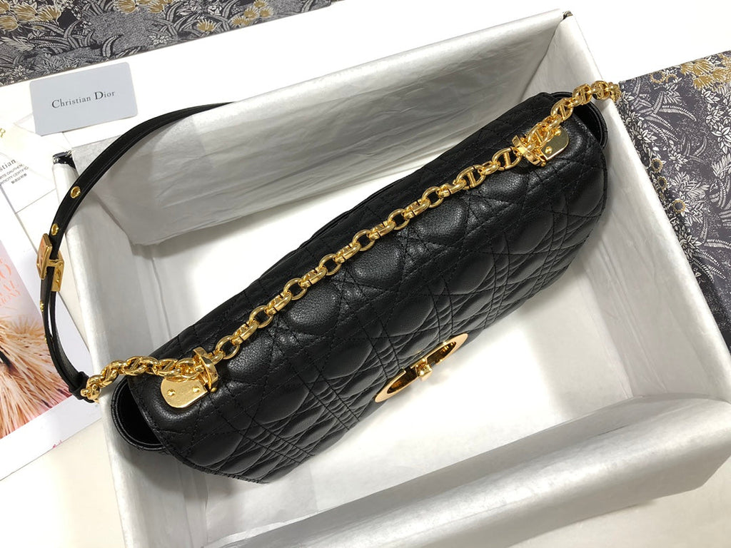 Dior Large Caro Bag M9243 Calfskin black logo gold - Default Title - View 5