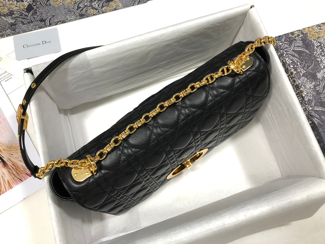 Dior Large Caro Bag M9243 Calfskin black logo gold - Default Title - View 5