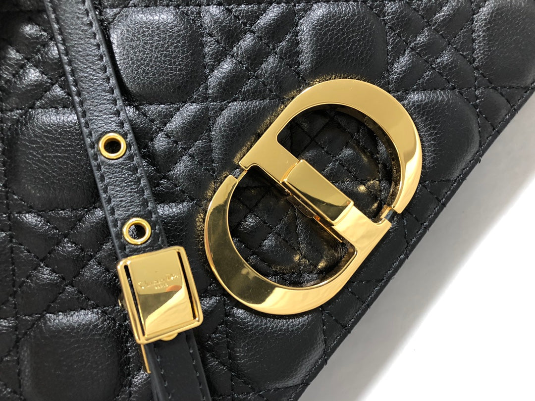 Dior Large Caro Bag M9243 Calfskin black logo gold - Default Title - View 6