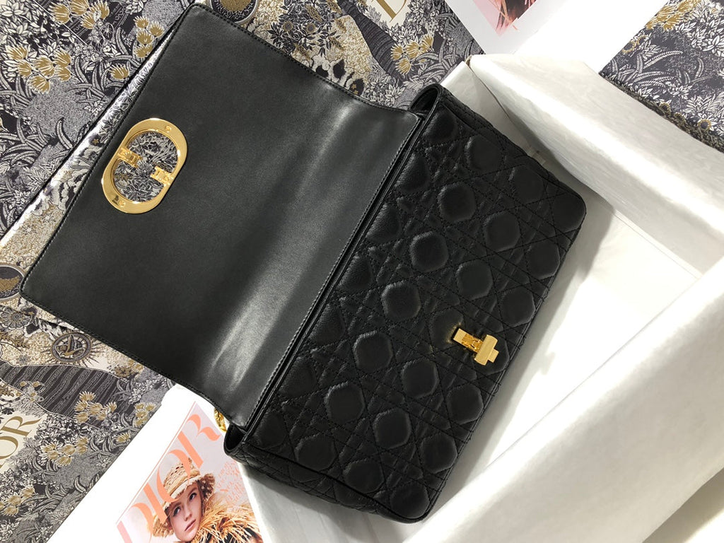 Dior Large Caro Bag M9243 Calfskin black logo gold - Default Title - View 7