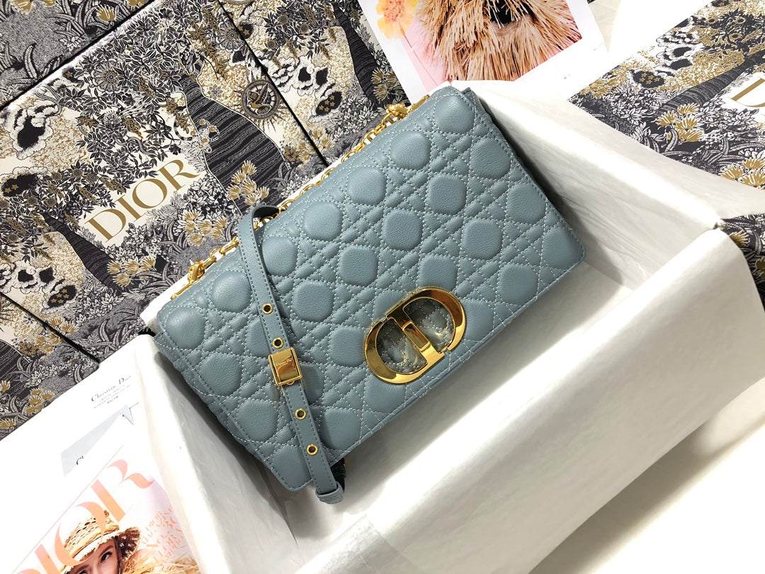 Dior Large Caro Bag M9243 Calfskin Blue - Default Title - View 1